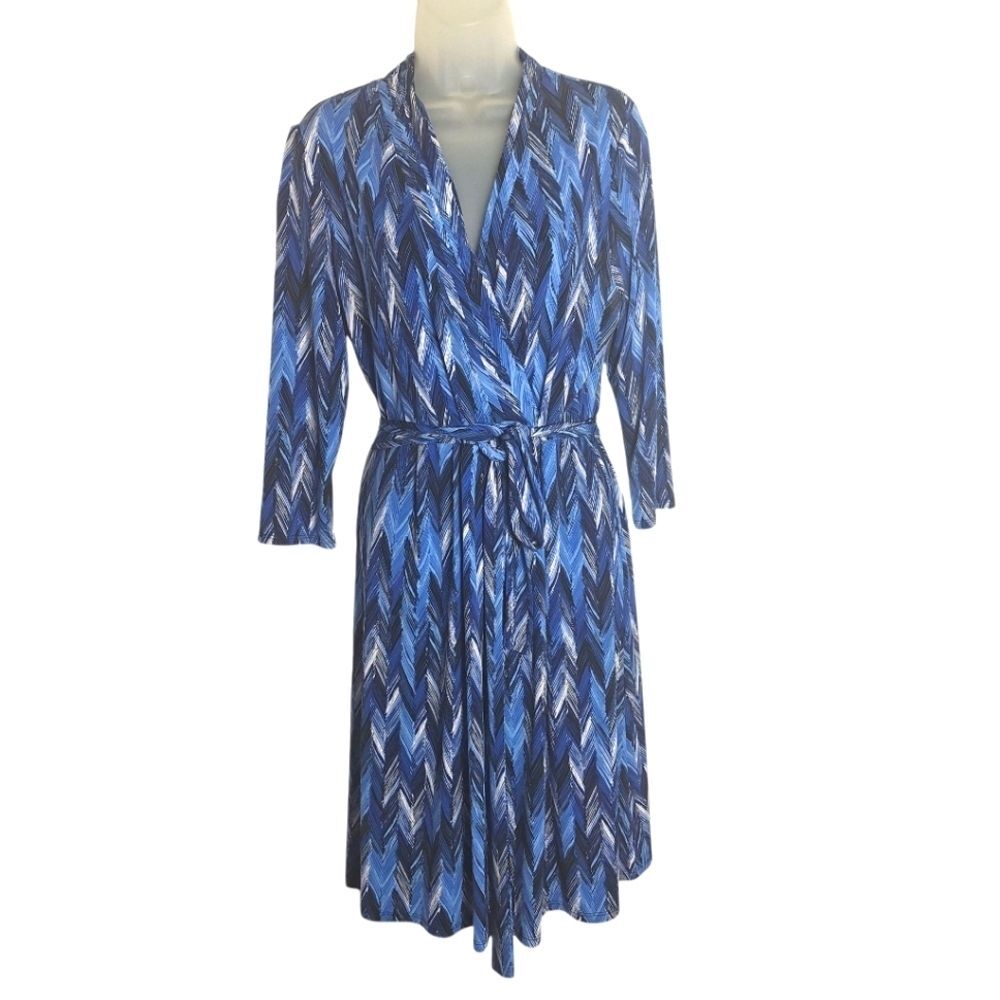 Liz Claiborne Faux Wrap Dress Chevron Office Career Business Work Large Womens